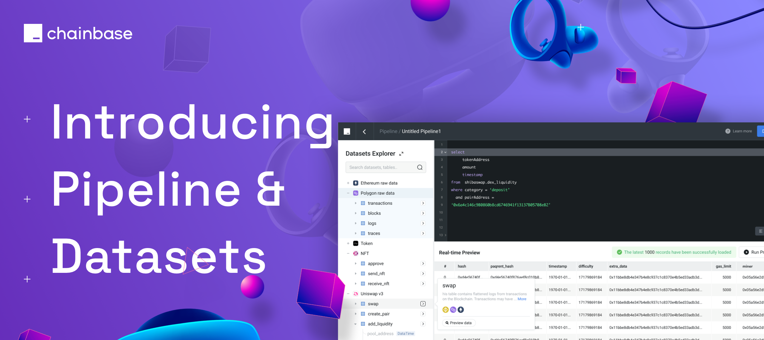 Introducing Pipeline and Datasets | Chainbase Blog